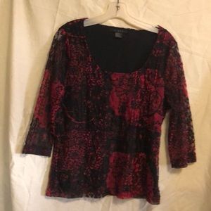 Ladies Kiara Black red lace top XL
